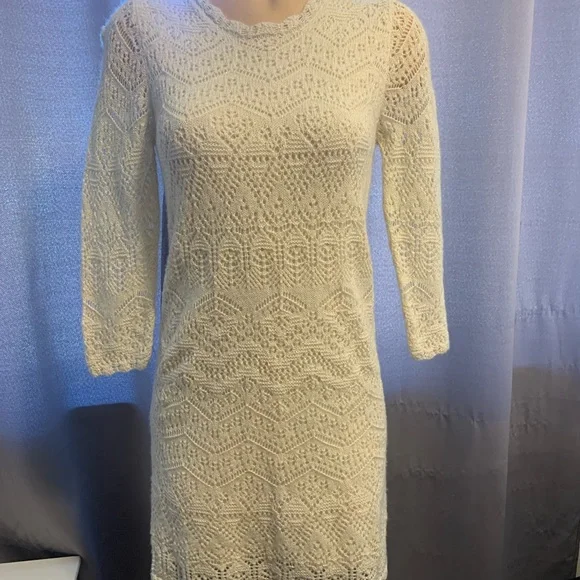 Cat & Jack | Dresses | Cat Jack White Gold Crochet Knit Sweater Dress Xl |  Poshmark